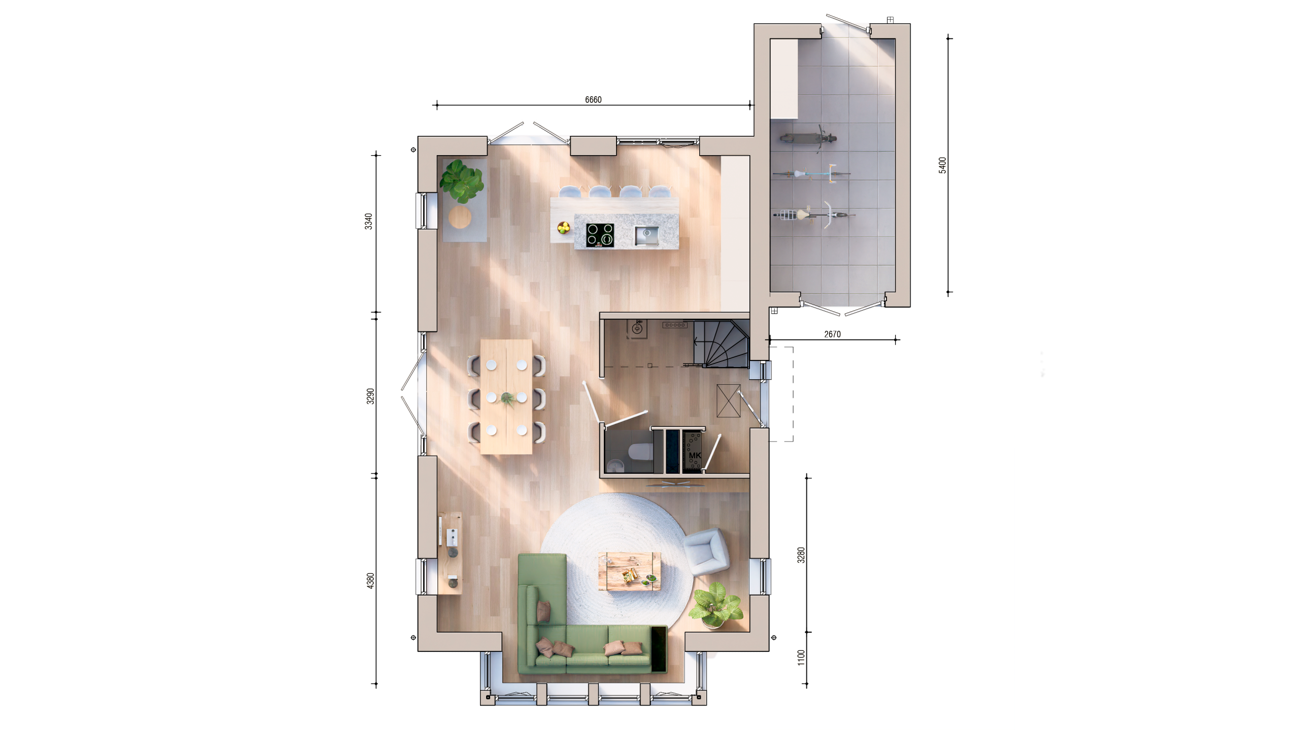 Plattegrond begane grond 211 Vrijstaande villa Boomgaerde